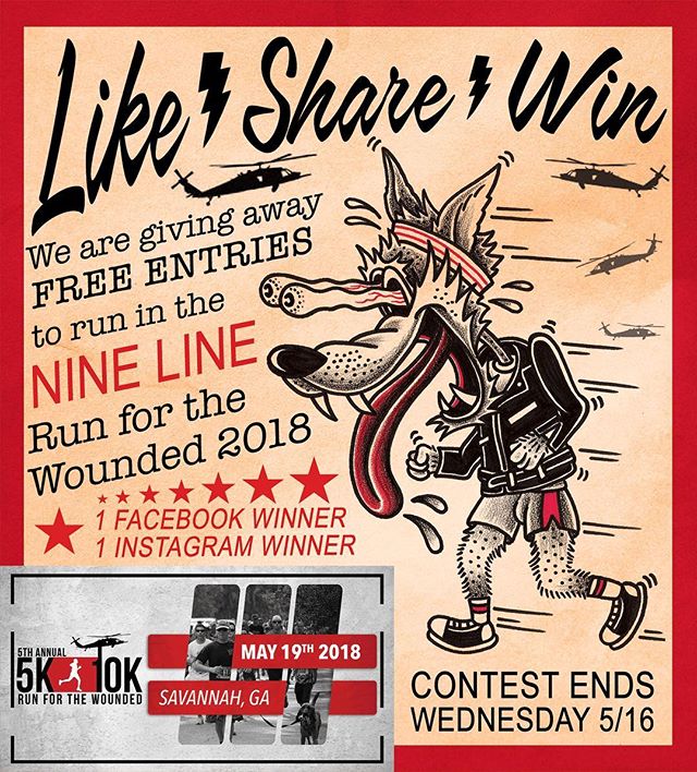 Congrats to @irontherapy84 ! You are the winner of 1 entry to run in the 5th Annual Nine Line Run for the Wounded 2018 this Saturday. Contact us and we will get you all set up. Thank you to everyone who entered.