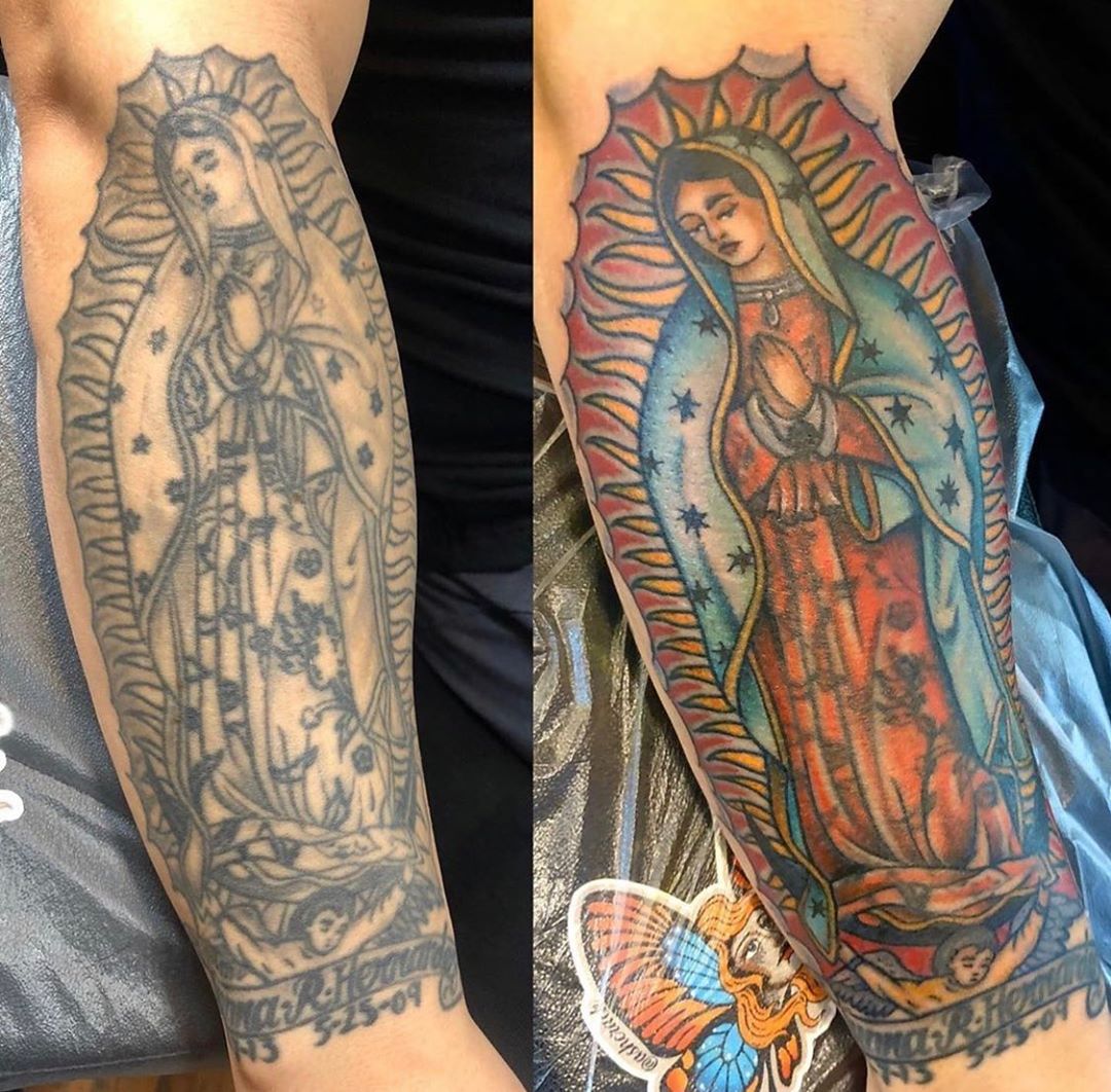 Ash Cox brought this tattoo of Jesus’s mom back to life.