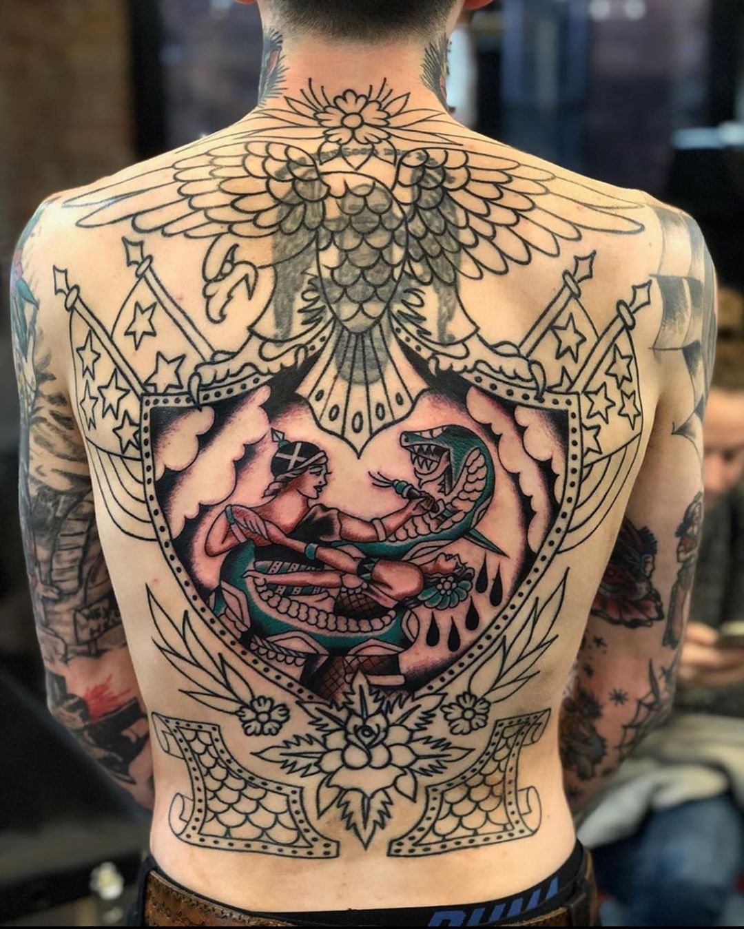 Michael Ferrera was working on this back piece last month.
